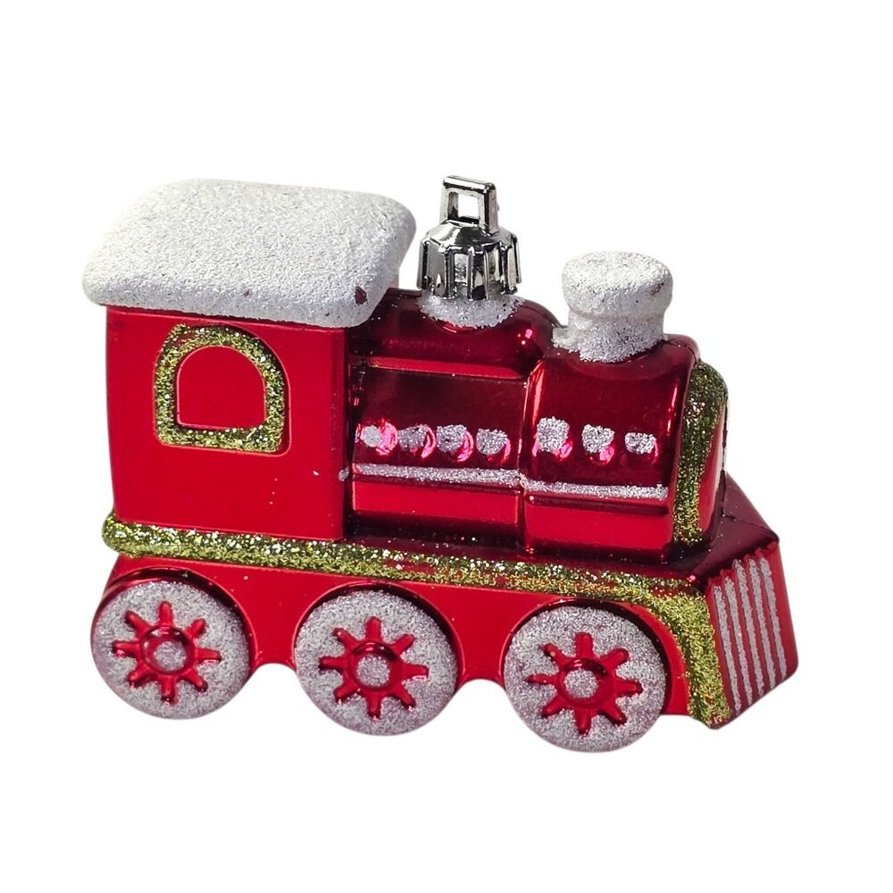 Train Ornament Christmas Red Shatterproof Locomotive Choo Choo Holiday Plastic